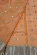 Orange Handloom Chanderi Pure Katan Silk Saree - Luxurion World