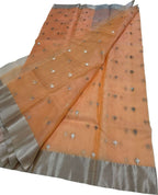 Orange Handloom Chanderi Pure Katan Silk Saree - Luxurion World