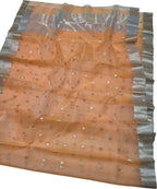 Orange Handloom Chanderi Pure Katan Silk Saree - Luxurion World