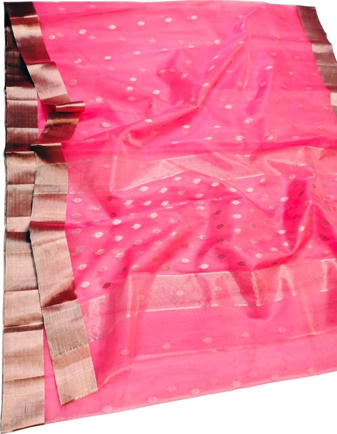 Pink Handloom Chanderi Pure Katan Silk Saree - Luxurion World