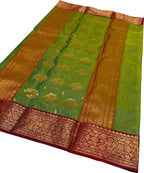 Green Handloom Chanderi Pure Katan Silk Saree - Luxurion World