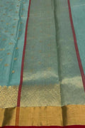 Blue Handloom Chanderi Pure Katan Silk Saree - Luxurion World