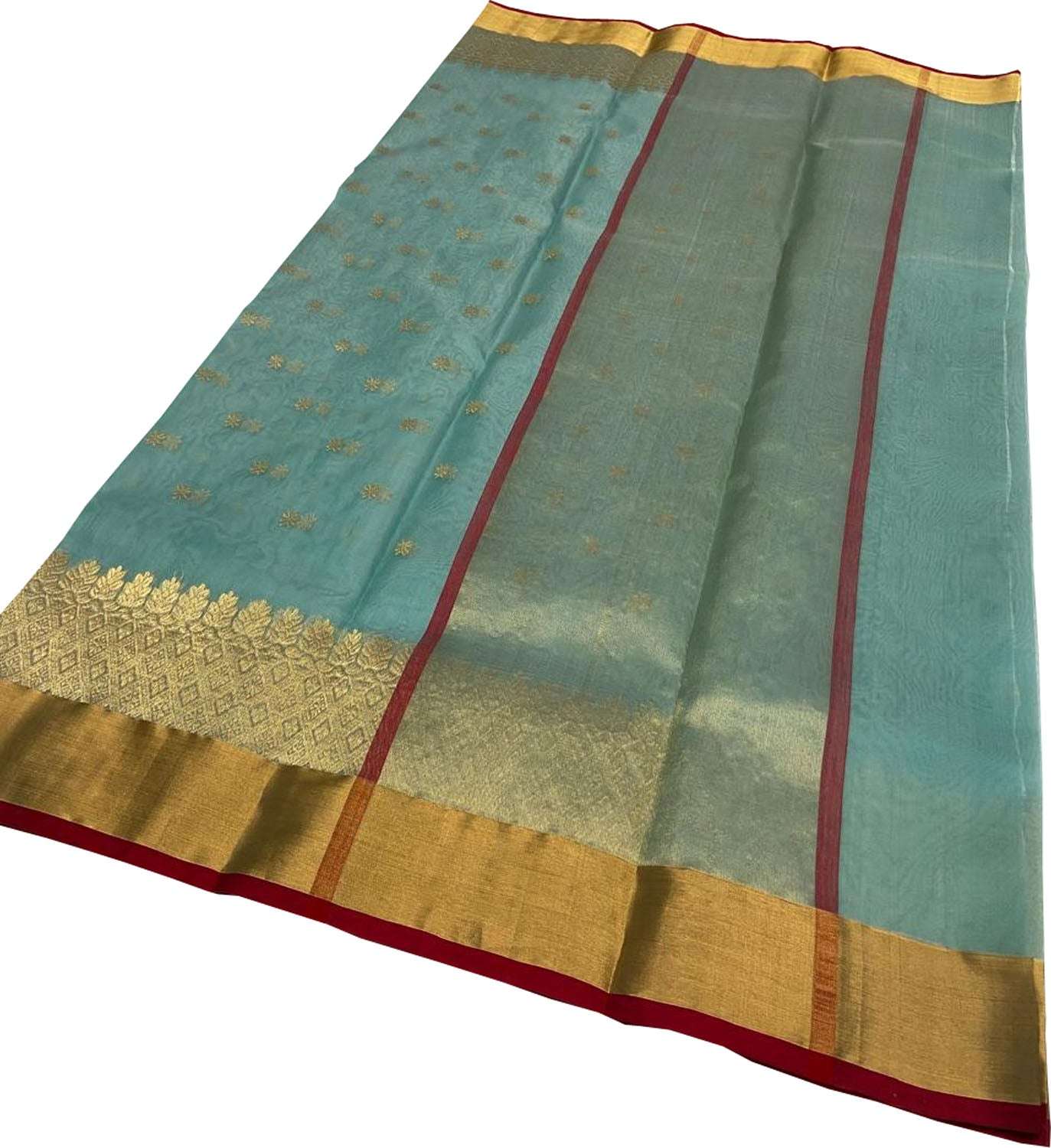 Blue Handloom Chanderi Pure Katan Silk Saree - Luxurion World