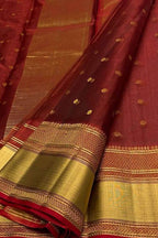 Elegant Maroon Handloom Chanderi Pure Katan Silk Saree - Luxurion World