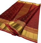 Elegant Maroon Handloom Chanderi Pure Katan Silk Saree - Luxurion World