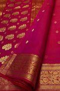 Beautiful Pink Handloom Chanderi Pure Katan Silk Saree - Luxurion World