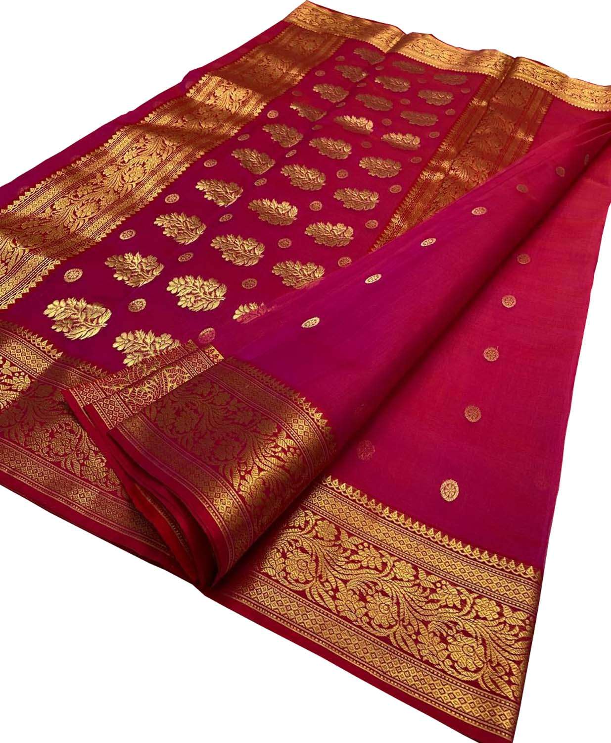 Beautiful Pink Handloom Chanderi Pure Katan Silk Saree - Luxurion World
