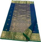 Blue Handloom Chanderi Pure Katan Silk Saree - Luxurion World
