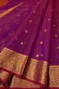 Elegant Purple Handloom Chanderi Pure Katan Silk Saree - Luxurion World