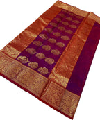 Elegant Purple Handloom Chanderi Pure Katan Silk Saree - Luxurion World