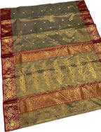 Elegant Grey Handloom Chanderi Pure Katan Silk Saree - Luxurion World