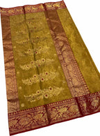Yellow Handloom Chanderi Pure Katan Silk Saree - Luxurion World