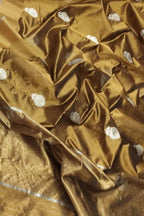 Golden Handloom Chanderi Pure Silk Flower Design Saree - Luxurion World