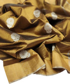 Golden Handloom Chanderi Pure Silk Flower Design Saree - Luxurion World