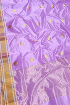 Purple Handloom Chanderi Pure Silk Flower Design Saree - Luxurion World