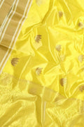 Yellow Handloom Chanderi Pure Silk Flower Design Saree - Luxurion World