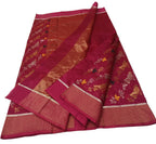 Pink Handloom Chanderi Pure Silk Flower And Bird Design Saree