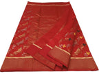 Red Handloom Chanderi Pure Silk Flower And Bird Design Saree