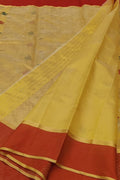 Yellow Handloom Chanderi Pure Silk Flower Design Saree