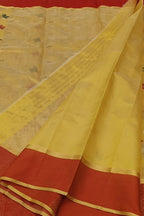 Yellow Handloom Chanderi Pure Silk Flower Design Saree