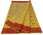 Yellow Handloom Chanderi Pure Silk Flower Design Saree