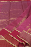 Pink Handloom Chanderi Pure Silk Flower Design Saree