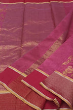 Pink Handloom Chanderi Pure Silk Flower Design Saree