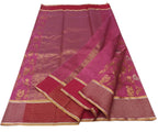 Pink Handloom Chanderi Pure Silk Flower Design Saree
