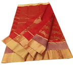 Red Handloom Chanderi Pure Silk Flower And Bird Design Saree