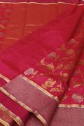 Pink Handloom Chanderi Pure Silk Flower Design Saree