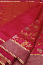 Pink Handloom Chanderi Pure Silk Flower Design Saree