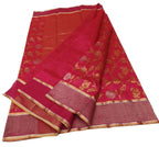Pink Handloom Chanderi Pure Silk Flower Design Saree