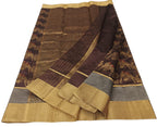 Brown Handloom Chanderi Pure Silk Flower And Bird Design Saree