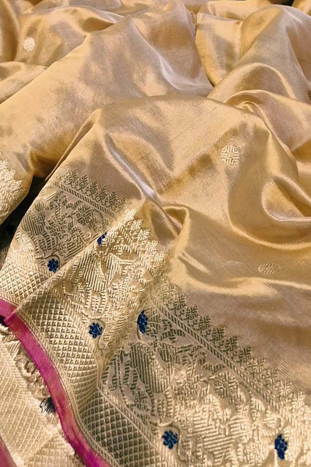 Golden Handloom Chanderi Pure Silk Booti Design Saree