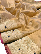 Golden Handloom Chanderi Pure Silk Booti Design Saree
