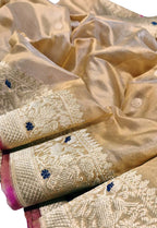 Golden Handloom Chanderi Pure Silk Booti Design Saree