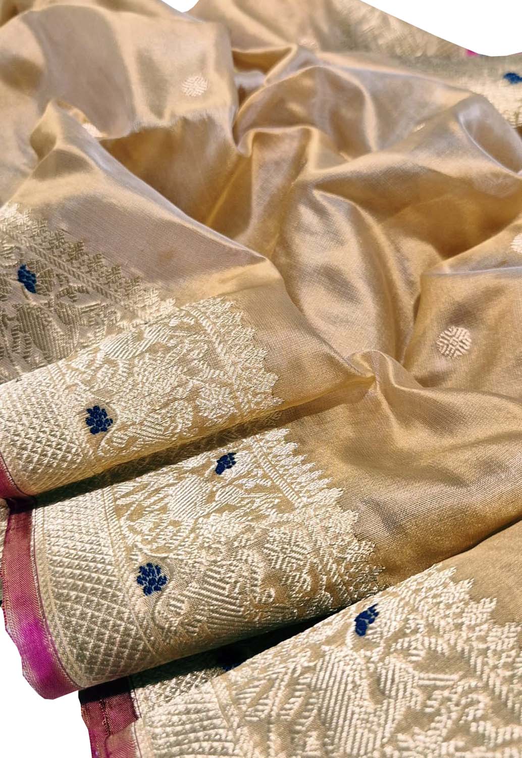 Golden Handloom Chanderi Pure Silk Booti Design Saree