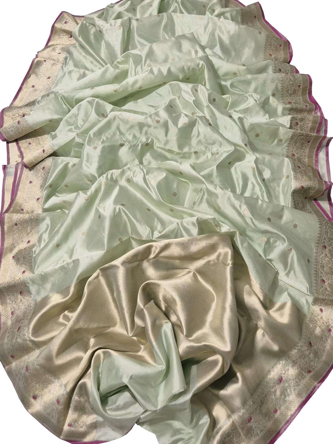 Green Handloom Chanderi Pure Silk Booti Design Saree