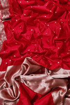 Red Handloom Chanderi Pure Silk Booti Design Saree