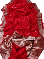 Red Handloom Chanderi Pure Silk Booti Design Saree
