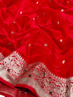 Red Handloom Chanderi Pure Silk Booti Design Saree