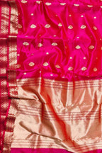 Pink Handloom Chanderi Pure Silk Flower Design Saree