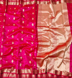 Pink Handloom Chanderi Pure Silk Flower Design Saree