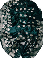 Green Handloom Chanderi Pure Silk Flower Design Saree