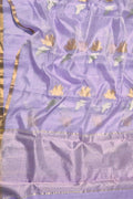 Purple Handloom Chanderi Pure Silk Bird Design Saree