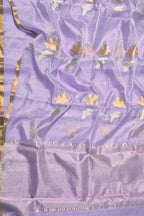 Purple Handloom Chanderi Pure Silk Bird Design Saree