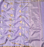 Purple Handloom Chanderi Pure Silk Bird Design Saree
