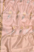 Pink Handloom Chanderi Pure Silk Bird Design Saree