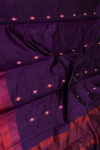 Purple Handloom Chanderi Pure Silk Flower Design Saree