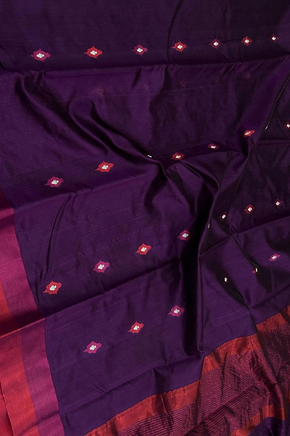 Purple Handloom Chanderi Pure Silk Flower Design Saree